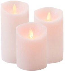 Anna's Collection Set van 3x stuks Roze Led kaarsen met bewegende vlam Sfeer stompkaarsen voor binnen LED kaarsen