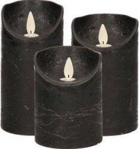 Anna's Collection Set van 3x stuks Zwarte Led kaarsen met bewegende vlam Sfeer stompkaarsen voor binnen LED kaarsen