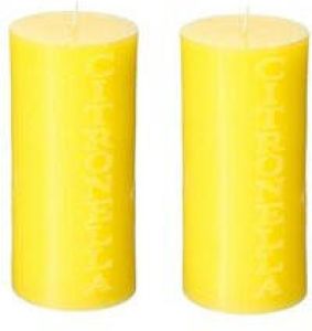 ATMOSPHERA 2x stuks antimuggen Citronella stomp kaarsen 64 branduren geel Geurkaarsen citrus geur geurkaarsen
