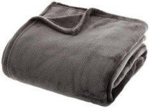 ATMOSPHERA Fleece deken fleeceplaid midden grijs 130 x 180 cm polyester Bankdeken Fleece deken Fleece plaid Plaids