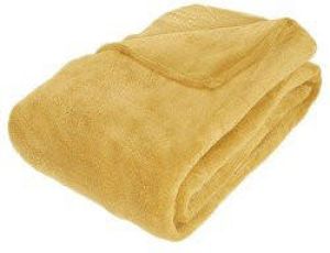ATMOSPHERA Grote Fleece deken fleeceplaid oker geel 180 x 230 cm polyester Bankdeken Fleece deken Fleece plaid Plaids
