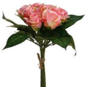 ATMOSPHERA kunstbloemen boeket 9 roze rozen 24 cm Kunstbloemen