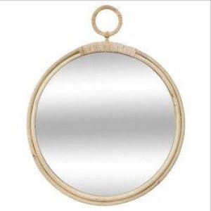 ATMOSPHERA Spiegel wandspiegel rond D38 cm rotan beige Woondecoratie accessoires Spiegels