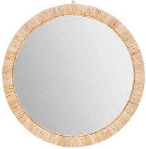 ATMOSPHERA Spiegel wandspiegel rond D60 cm rotan beige Woondecoratie accessoires Spiegels