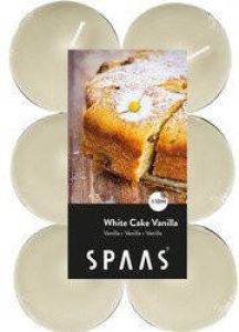 Candles by Spaas 12x Maxi geurtheelichtjes White Cake Vanilla 10 branduren Geurkaarsen cake vanille geur Grote waxinelichtjes geurkaarsen