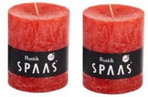 Candles by Spaas 2x Rode rustieke cilinderkaarsen stompkaarsen 7 x 8 cm 30 branduren Geurloze kaarsen Woondecoraties Stompkaarsen