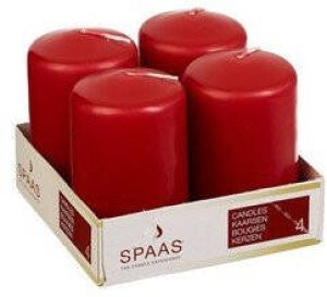 Candles by Spaas 4x Rode cilinderkaarsen stompkaarsen 5 x 8 cm 12 branduren Geurloze kaarsen Woondecoraties Stompkaarsen