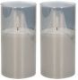 Cepewa 2x stuks luxe led kaarsen in grijs glas D7 5 x H15 cm met timer Woondecoratie Elektrische kaarsen LED kaarsen - Thumbnail 2