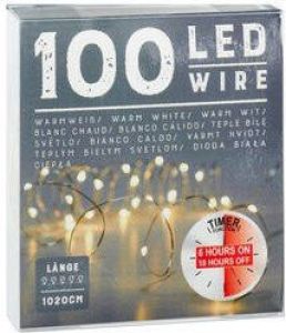 Cepewa Draadverlichting Lichtsnoer Met 100 Lampjes Warm Wit Op Batterij 1 Meter Met Timer Lichtsnoeren