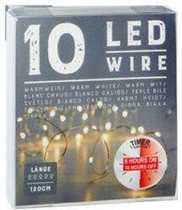 Cepewa Draadverlichting Lichtsnoer Met 10 Lampjes Warm Wit Op Batterij 120 Cm Met Timer Lichtsnoeren