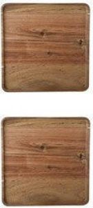 Cosy & Trendy 2x Stuks houten dienblad met opstaande rand 26 x 26 cm vierkant Serveerbladen dienbladen van hout Dienbladen