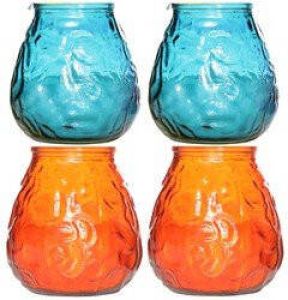 Cosy & Trendy Combie kleuren set van 4x stuks Lowboy buiten tafel sfeer kaarsen 10 cm en 40 branduren p st in glas Waxinelichtjes