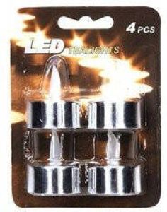 Cosy & Trendy LED Theelichten waxinelichten zilver 4 stuks LED kaarsen