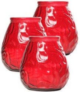 Cosy & Trendy Set van 3x stuks rode Lowboy buiten tafel sfeer kaarsen 10 cm 40 branduren in glas Tuinkaarsen Waxinelichtjes