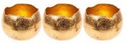 Cosy & Trendy Set van 3x stuks theelichthouders waxinelichthouders glas goud metaal 10 cm Windlichtjes kaarsenhouders Waxinelichtjeshouders