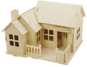 Craft Houten 3D bouwpakket huis met terras 19 x 17 x 15 cm Hobbydozen