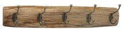 Deco by Boltze Jassen kapstok haken hout staal 55 x 10 cm met 5 antieke ophanghaken Kapstokken