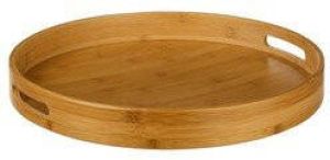 Decopatent Houten Dienblad Rond Ø40 Cm Rond Koffie Thee dienblad met handvatten Bamboe hout 40 x 40 x 5 Cm