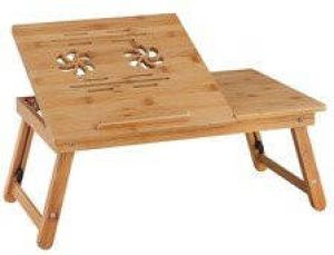 Decopatent Laptoptafel voor op bed van bamboe hout Hoogte verstelbaar kantelbaar & Inklapbaar Bedtafel voor laptop boek tablet Ontbijt op bed tafel