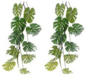Decoris 2x stuks groene Monstera gatenplant kunstplant slinger 110 cm Kunstplanten