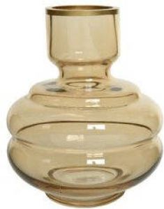 Decoris Bloemen vaas amber transparant goud van glas 18 cm hoog diameter 15 cm Handgemaakte stijlvolle vazen