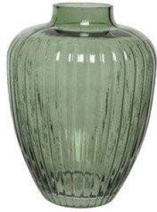 Decoris Bloemen vaas groen transparant van glas 25 cm hoog diameter 19 cm Vazen