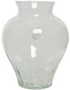 Decoris Bloemen vaas transparant van glas 28 cm hoog diameter 24 cm Handgemaakte stijlvolle vazen voor binnen gebruik Vazen