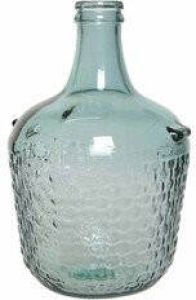 Decoris Fles vaas bloemenvaas recycled glas lichtblauw 20 x 30 cm Vazen