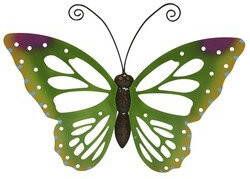 Decoris Grote groene deco vlinder muurvlinder van metaal 51 x 38 cm tuindecoratie Tuinvlinders Wand en schutting Tuinbeelden