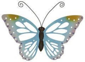 Decoris Grote lichtblauwe deco vlinder muurvlinder 51 x 38 cm tuindecoratie Tuinvlinders Wand en schutting Tuinbeelden