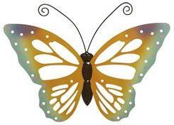 Decoris Grote oranje gele deco vlinder muurvlinder 51 x 38 cm tuindecoratie Tuinvlinders muurvlinders Tuinbeelden