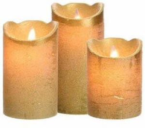 Decoris Led kaarsen combi set 3x stuks goud in de hoogtes 10 12 en 15 cm Home deco kaarsen LED kaarsen