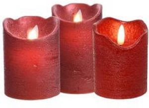 Decoris Led kaarsen combi set 3x stuks rood in de hoogtes 10 12 en 15 cm Home deco kaarsen LED kaarsen