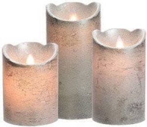 Decoris Led kaarsen combi set 3x stuks zilver in de hoogtes 10 12 en 15 cm Home deco kaarsen LED kaarsen