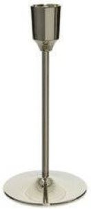 Decoris Luxe diner kaarsen staande kandelaar aluminium kleur zilver 15 cm Diameter onderkant 7 cm kaars kandelaars