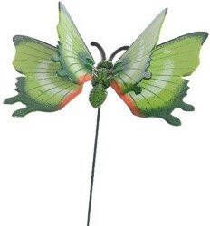 Decoris Metalen vlinder groen 11 x 70 cm op steker Tuindecoratie vlinders Dierenbeelden Tuinbeelden