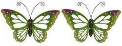 Decoris Set van 2x stuks grote groene vlinders muurvlinders 51x38 cm tuindecoratie vlinders Tuinvlinders muurvlinders Tuinbeelden