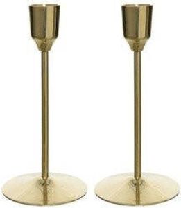 Decoris Set van 3x stuks luxe diner kaarsen staande kandelaar aluminium kleur goud 15 cm Diameter onderkant 7 cm kaars kandelaars