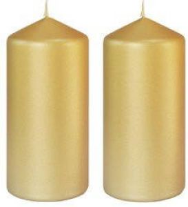 Duni 4x stuks gouden cilinderkaarsen stompkaarsen 15 x 7 cm 52 branduren geurloze kaarsen mat goud Stompkaarsen