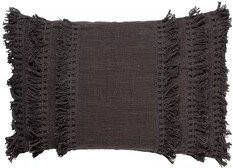 Dutch Decor FARA Sierkussen 40x60 cm 100% katoen met franjes Charcoal Gray antraciet
