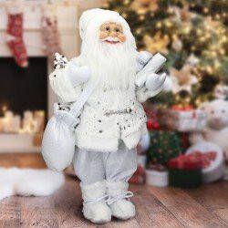 ecd germany Kerstman van polyresin 24 x 14 x 47 cm wit winter tafeldecoratie winterdecoratie kerst figuur decoratie kerstman decoratie figuur kerstversiering