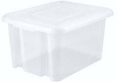 EDA Kunststof opbergbox opbergdoos wit transparant L65 x B50 x H36 cm stapelbaar Voorraad opberg boxen kisten bakken met deksel Opbergbox