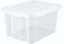 EDA Kunststof opbergbox opbergdoos wit transparant L65 x B50 x H36 cm stapelbaar Voorraad opberg boxen kisten bakken met deksel Opbergbox - Thumbnail 2