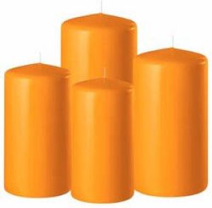Enlightening Candles Set van 9x stuks oranje stompkaarsen 10-12-15 cm met diameter 6 cm alle formaten 3x stuks Sfeer kaarsen voor binnen Stompkaarsen
