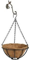 Esschert Design Hanging basket 25 cm met ijzeren muurhaak en kokos inlegvel Complete hangmand set van gietijzer Plantenbakken