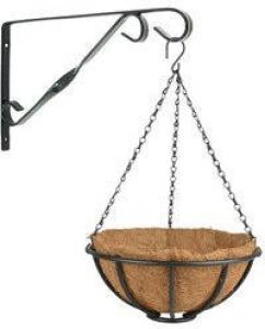 Esschert Design Hanging baskets 30 cm met muurhaak Complete hangmand set van metaal Plantenbakken