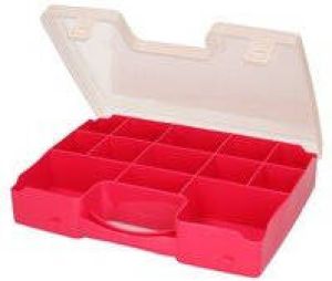 Forte Plastics 1x Opbergkoffertje opbergdoosjes 13-vaks fuchsia roze Sorteerdoos box Opbergers 27 5 x 20 5 x 3 cm Opbergbox