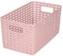 Forte Plastics Rotan gevlochten opbergmand opbergbox kunststof Oud roze 15 x 28 x 13 cm Kast mandjes Opbergbox - Thumbnail 2