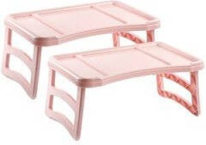 Forte Plastics Set van 2x stuks ontbijt op bed tafeltje dienblad oud roze 51 x 33 cm Serveerblad voor laptop tablet boek of ontbijt Schoottafeltjes Dienbladen