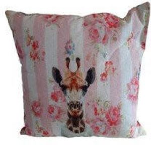 FURNILUX Set van 2 Sierkussens-45x45 cm -Giraf Roze